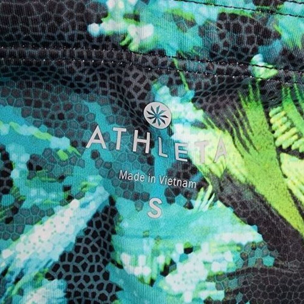 Athleta Leggings Women's Small Yoga‎ Running Nepali Mesh Sonar Capri Green - Picture 6 of 7